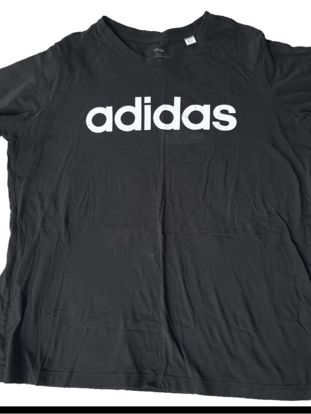 Adidas Black White T shirt Logo Spell Out Athletic Top Size 2XL